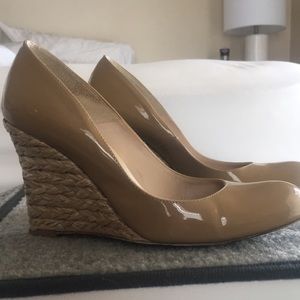 LK Bennett Maddox nude patent leather wedge